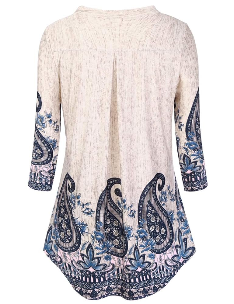 LOHENローヘン　T-BLOUSE Rapbin Women's Summer Casual Keyhole Neck Half 3/4 Sleeve T